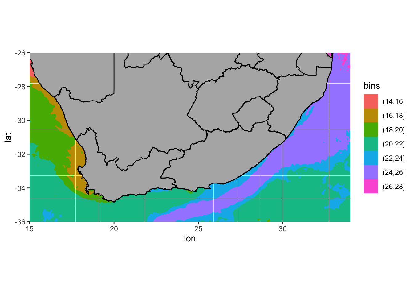 Ocean temperature (°C) visualised as an ice cream spill.